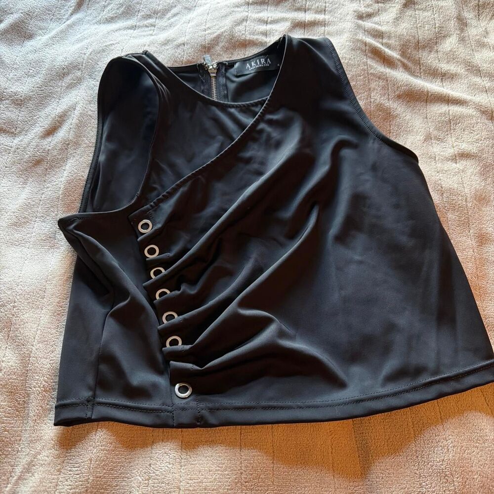 AKIRA Grommet Detail Ruched Tank Top Size XL